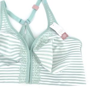 Cacique Unlined Full Coverage Striped 42F Bra 42DDD lace Racerback